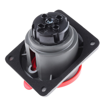 Red 3P+E panel/surface mount socket,16A