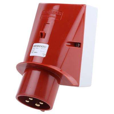 MENNEKES IP44 Red Wall Mount 4P 25 ° Industrial Power Plug, Rated At 32A, 400 V