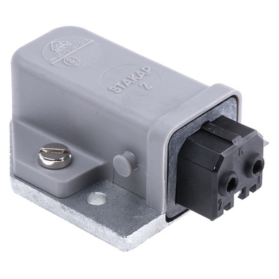 Hirschmann, ST IP20 Grey Panel Mount 2P Industrial Power Plug, Rated At 16A, 250 V
