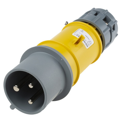 MENNEKES, PowerTOP IP44 Yellow Cable Mount 3P Industrial Power Plug, Rated At 32A, 110 V