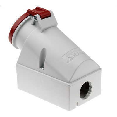 MENNEKES IP44 Red Wall Mount 7P Right Angle Socket, Rated At 32A, 415 V