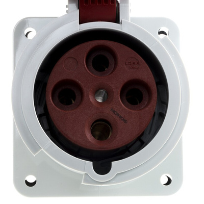 MENNEKES, SoftCONTACT IP67 Red Panel Mount 4P Industrial Power Socket, Rated At 64A, 400 V