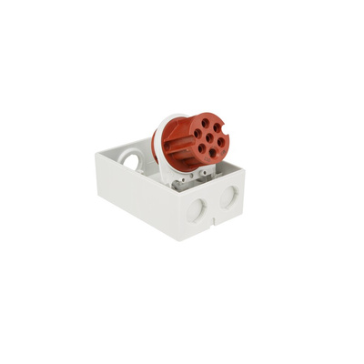 MENNEKES IP44 Red Wall Mount 7P Right Angle Industrial Power Socket, Rated At 16A, 415 V