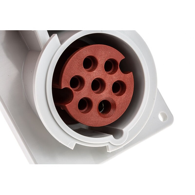 MENNEKES IP44 Red Panel Mount 7P 20 ° Industrial Power Socket, Rated At 16A, 400 V