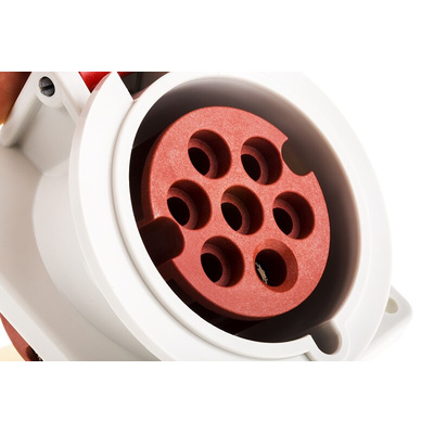 MENNEKES IP44 Red Panel Mount 7P 20 ° Industrial Power Socket, Rated At 32A, 400 V