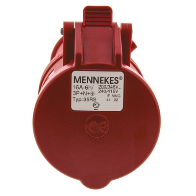 MENNEKES IP44 Red Cable Mount 3P + N + E Industrial Power Socket, Rated At 16A, 400 V