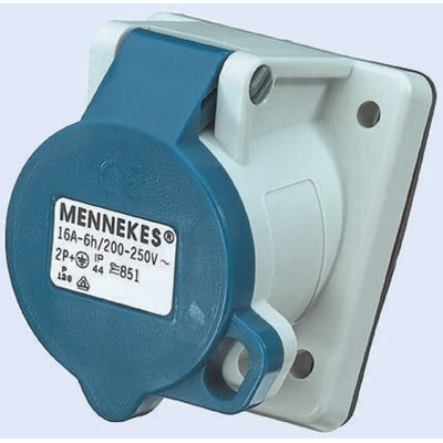 MENNEKES IP44 Red Panel Mount 3P 20 ° Industrial Power Socket, Rated At 16A, 230 V