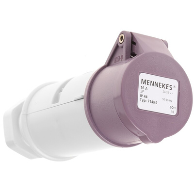 MENNEKES IP44 Purple Cable Mount 3P Industrial Power Socket, Rated At 16A, 20 → 25 V