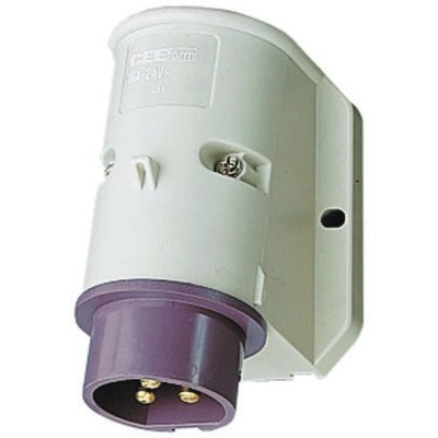 MENNEKES IP44 Purple Wall Mount 3P Right Angle Industrial Power Socket, Rated At 16A, 20 → 25 V
