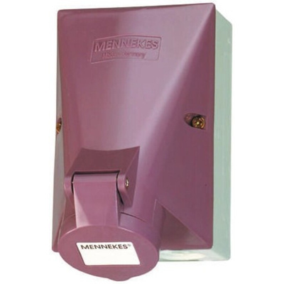 MENNEKES IP44 Purple Wall Mount 3P Right Angle Socket, Rated At 16A, 20 → 25 V