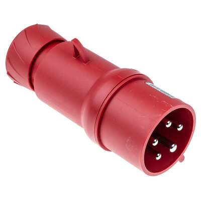 Schneider Electric, PratiKa IP44 Red Cable Mount 3P + N + E Industrial Power Plug, Rated At 32A, 415 V