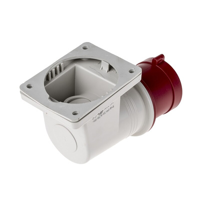 Scame IP44 Red Wall Mount 3P + E Right Angle Industrial Power Plug, Rated At 32A, 415 V