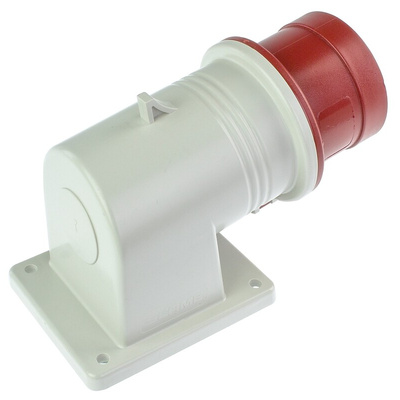 Scame IP44 Red Wall Mount 3P + N + E Right Angle Industrial Power Plug, Rated At 16A, 415 V