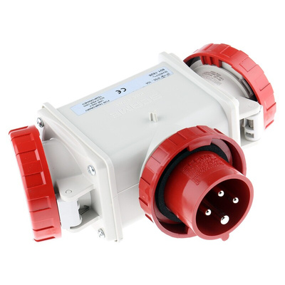 Scame IP66 Red 1 x 3P + E, 2 x 3P + E Industrial Power Connector Adapter, Rated At 16A, 415 V