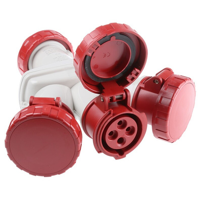 Scame IP66 Red 1 x 3P + E, 3 x 3P + E Industrial Power Connector Adapter Plug, Socket, Rated At 16A, 415 V