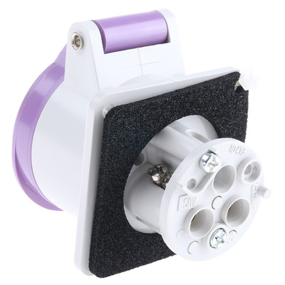 Scame IP44 Purple Panel Mount 2P Industrial Power Socket, Rated At 16A, 20 → 25 V