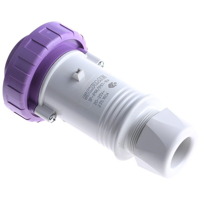 Scame IP67 Purple Cable Mount 3P Industrial Power Plug, Rated At 16A, 20 → 25 V