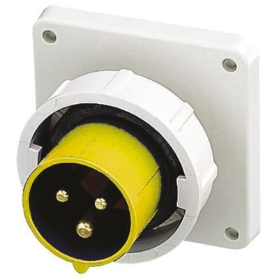 MENNEKES IP67 Yellow Panel Mount 3P Industrial Power Plug, Rated At 16A, 110 V