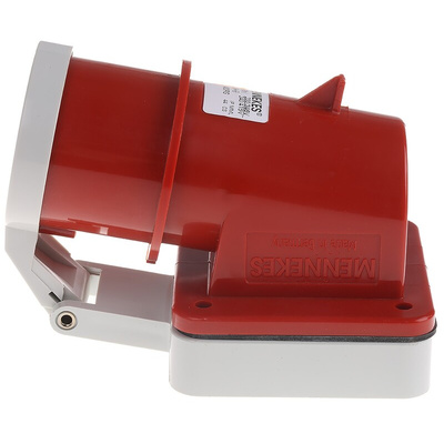 MENNEKES IP44 Red Panel Mount 3P + N + E Right Angle Industrial Power Plug, Rated At 16A, 400 V