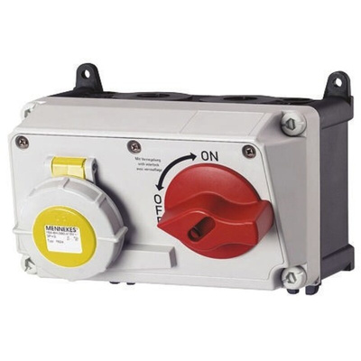 MENNEKES IP67 Yellow 2P+E Right Angle Socket, Rated At 16A, 110 V