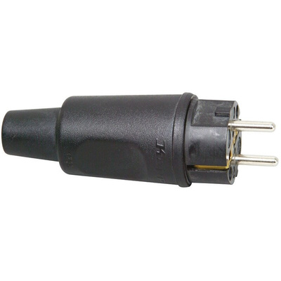 Kopp Black Cable Mount Mains Connector Plug, Rated At 16A, 250 V