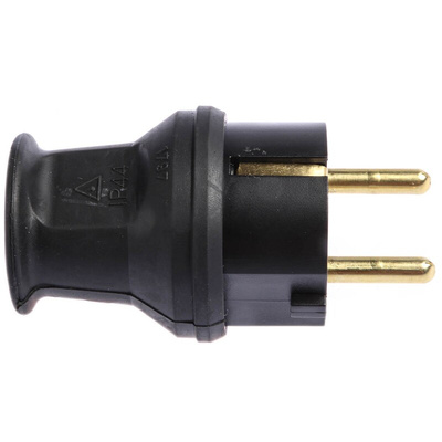 Kopp Black Cable Mount Mains Connector Plug, Rated At 16A, 250 V