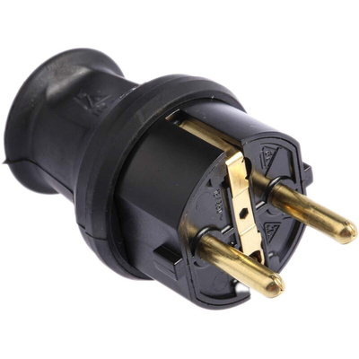 Kopp Black Cable Mount Mains Connector Plug, Rated At 16A, 250 V