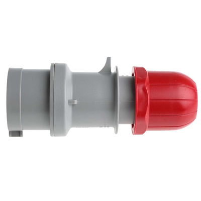 Scame IP44 Red Cable Mount 3P + N + E Industrial Power Connector Adapter Plug, Rated At 16A, 415 V,With Phase Inverter