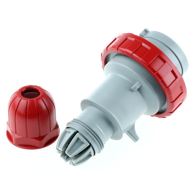 Scame IP66, IP67 Red Cable Mount 3P + E Industrial Power Connector Adapter Plug, Rated At 16A, 415 V,With Phase Inverter