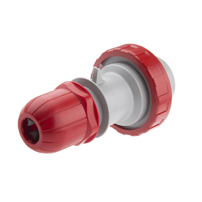 Scame IP66, IP67 Red Cable Mount 3P + E Industrial Power Connector Adapter Plug, Rated At 32A, 415 V,With Phase Inverter