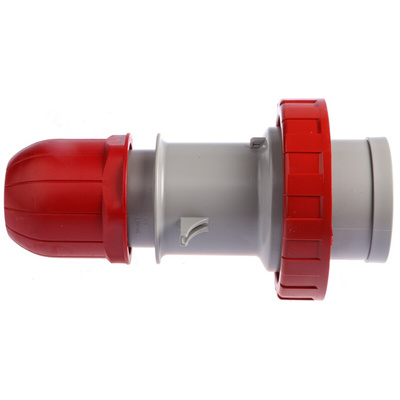 Scame IP66, IP67 Red Cable Mount 3P + N + E Industrial Power Connector Adapter Plug, Rated At 32A, 415 V,With Phase