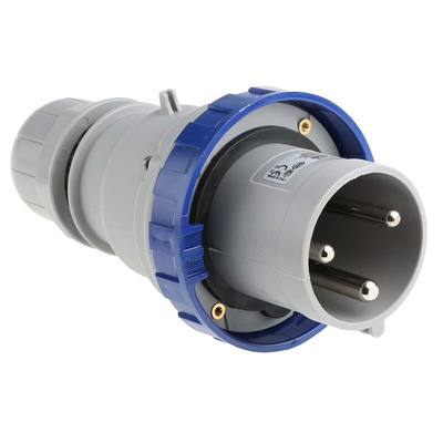 Scame IP67 Blue Cable Mount 2P + E Industrial Power Plug, Rated At 64A, 230 V