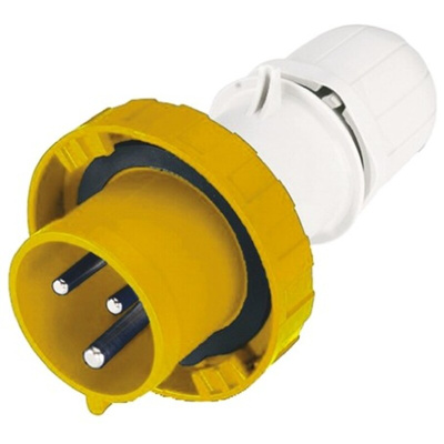 Scame IP67 Yellow Cable Mount 2P + E Industrial Power Plug, Rated At 125A, 110 V