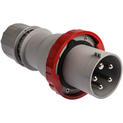 Scame IP67 Red Cable Mount 3P + N + E Industrial Power Plug, Rated At 125A, 415 V