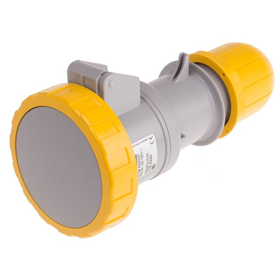 Scame IP66, IP67 Yellow Cable Mount 2P + E Industrial Power Socket, Rated At 32A, 110 V