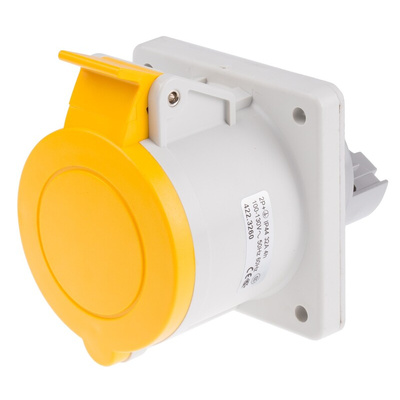 Scame IP44 Yellow Panel Mount Socket, Rated At 32A, 100 → 130 V