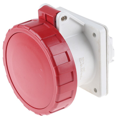 Scame IP67 Red Panel Mount 3P + E Industrial Power Socket, Rated At 32A, 380 → 415 V