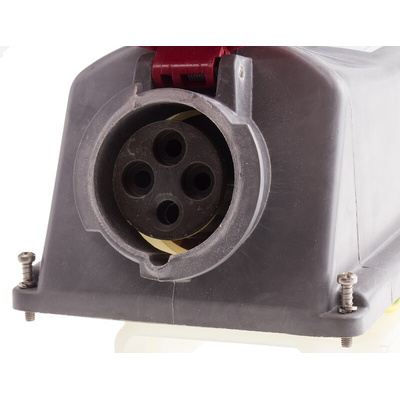 Scame IP67 Red Panel Mount 3P + E Right Angle Industrial Power Socket, Rated At 16A, 415 V