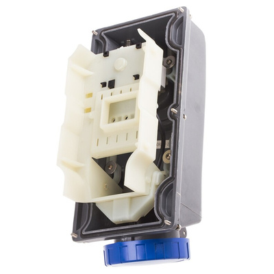 Scame IP67 Blue Panel Mount 2P + E Right Angle Industrial Power Socket, Rated At 32A, 230 V