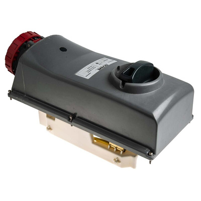 Scame IP67 Red Panel Mount 3P + N + E Right Angle Industrial Power Socket, Rated At 64A, 415 V