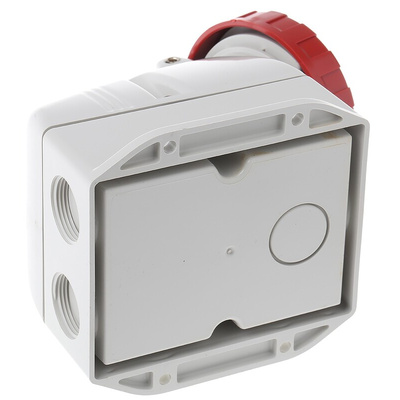 Scame IP66, IP67 Red Wall Mount 3P + E Industrial Power Socket, Rated At 16A, 415 V