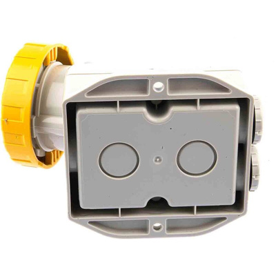Scame IP66, IP67 Yellow Wall Mount 2P + E Industrial Power Socket, Rated At 16A, 110 V