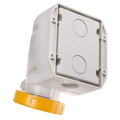 Scame IP66, IP67 Yellow Wall Mount 2P + E Industrial Power Socket, Rated At 32A, 110 V