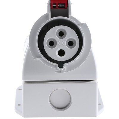 Scame IP66, IP67 Red Wall Mount 3P + E Industrial Power Socket, Rated At 32A, 415 V