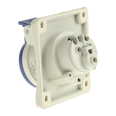 Scame IP44 Blue Panel Mount 2P + E Heavy Duty Power Connector Socket, Rated At 16A, 230 V
