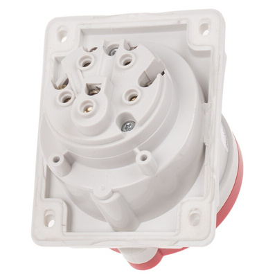 Scame IP44 Red Panel Mount 3P + N + E Heavy Duty Power Connector Socket, Rated At 16A, 415 V