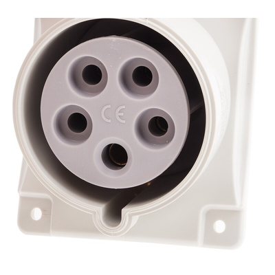 Scame IP44 Red Panel Mount 3P + N + E Heavy Duty Power Connector Socket, Rated At 32A, 415 V