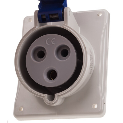 Scame IP44 Blue Panel Mount 2P + E Heavy Duty Power Connector Socket, Rated At 32A, 230 V