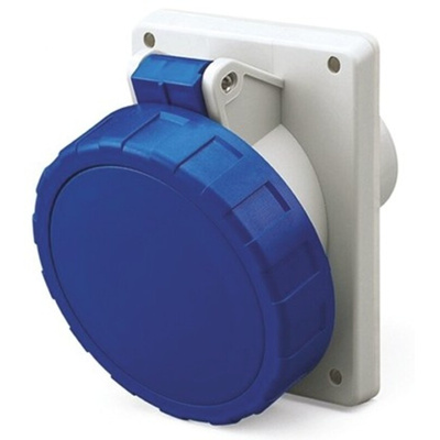 Scame IP66, IP67 Blue Panel Mount 2P + E Heavy Duty Power Connector Socket, Rated At 32A, 230 V