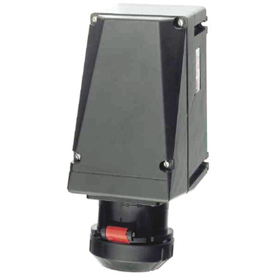 Eaton, GHG IP54, IP66 Black Wall Mount 4P Heavy Duty Power Connector Socket, Rated At 32A, 415 V